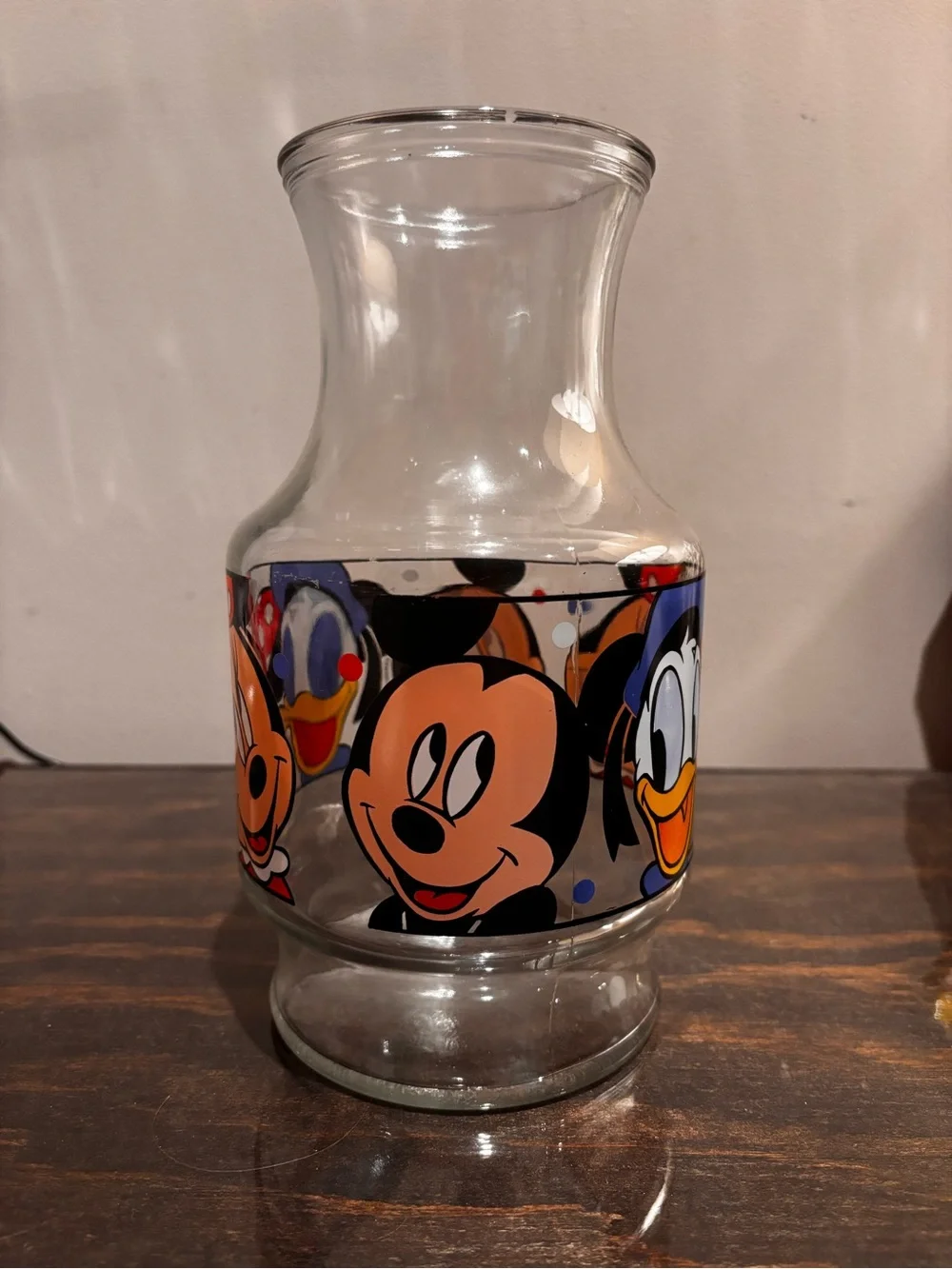 Disney Clear Glass Vase with Mickey, Donald & Friends Multicolor Band